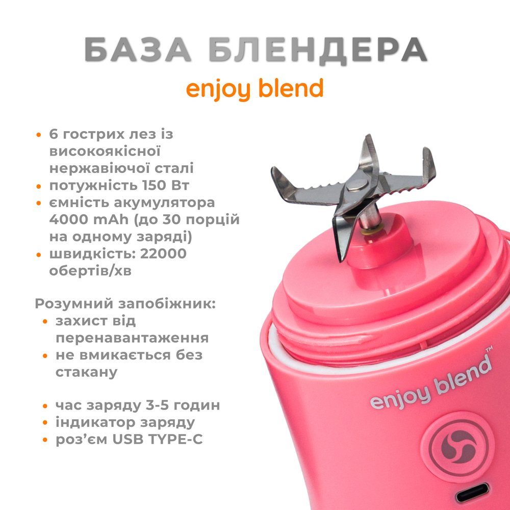 Портативний блендер ENJOY BLEND 63738399 рожевий (кораловий) (63738399) 5