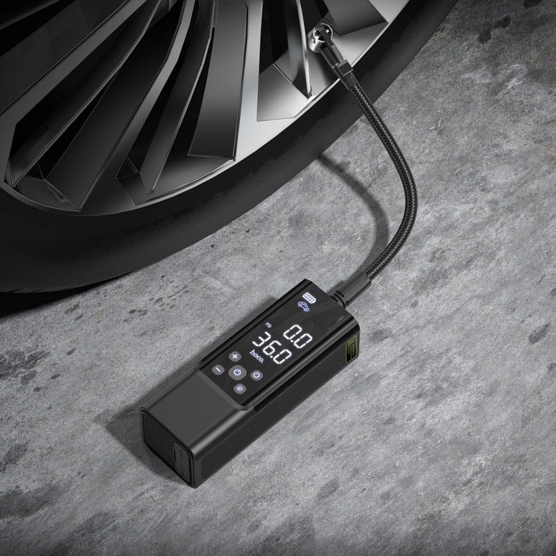 Автомобільний насос HOCO ZP7 Maddy portable smart air pump(5000mAh) Black (6942007614511) 10
