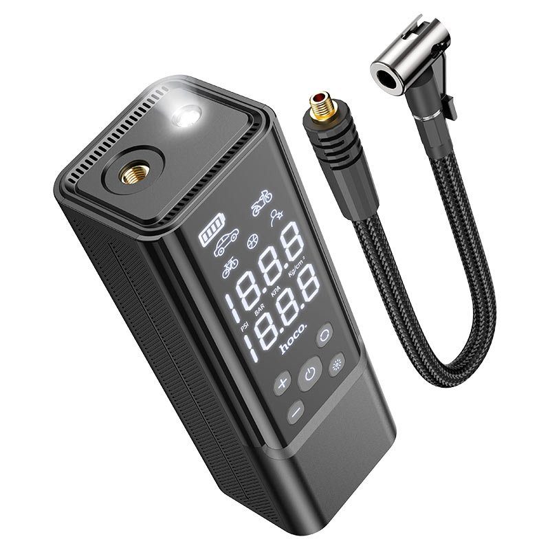 Автомобільний насос HOCO ZP7 Maddy portable smart air pump(5000mAh) Black (6942007614511) 4