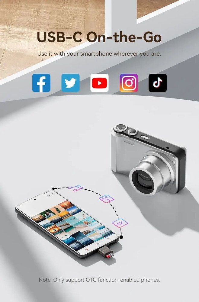 Картридер Vention USB 2.0 Type-C MicroSD Card Reader Gray Zinc Alloy Type (CLMH0) 7