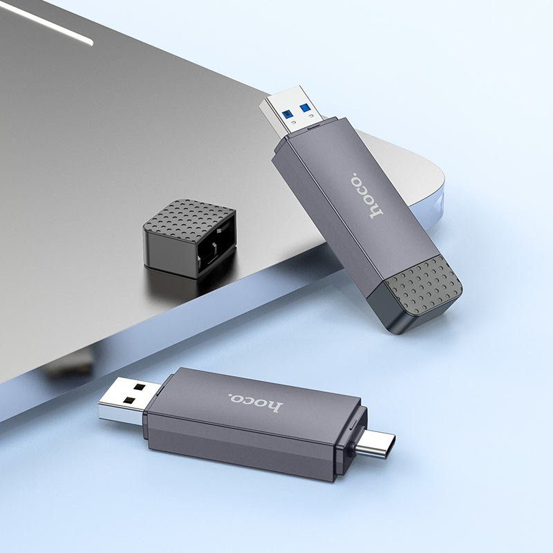 Кардрідер HOCO HB45 Spirit 2-in-1 USB/Type-C 3.0 card reader Metal gray (6942007620529) 7