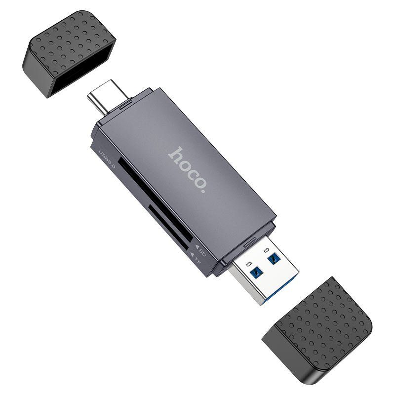 Кардрідер HOCO HB45 Spirit 2-in-1 USB/Type-C 3.0 card reader Metal gray (6942007620529) 2