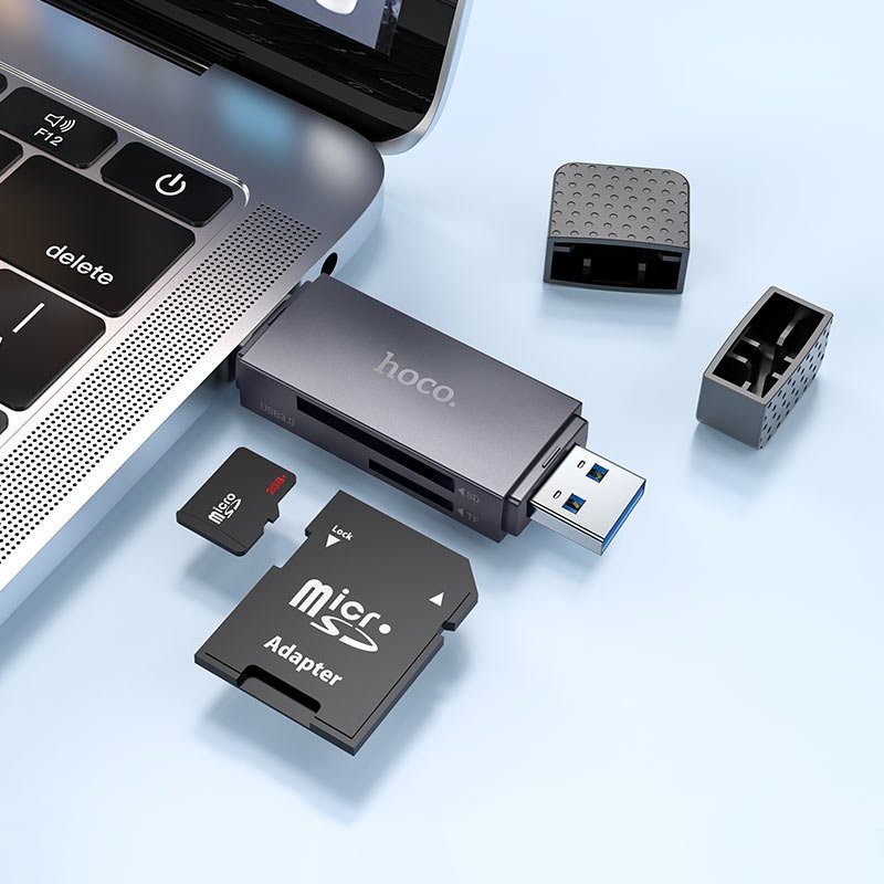 Кардрідер HOCO HB45 Spirit 2-in-1 USB/Type-C 3.0 card reader Metal gray (6942007620529) 6