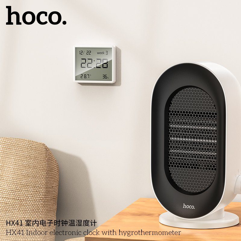 Термогігрометр HOCO HX41 Indoor electronic clock with hygrothermometer White (6942007647830) 6