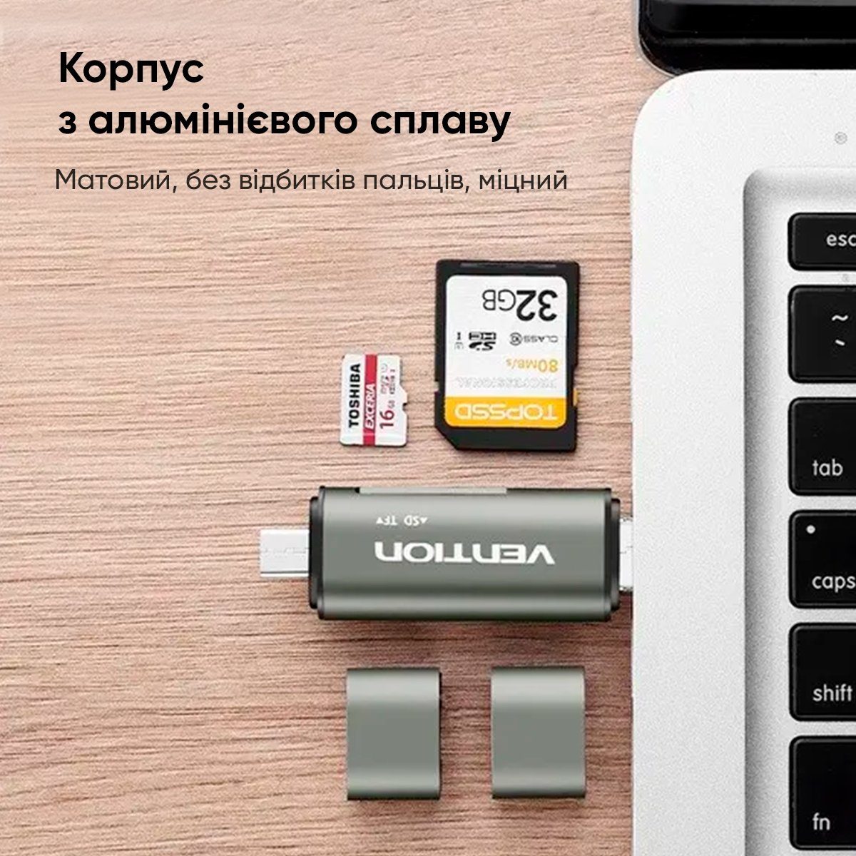 Кардрідер Vention USB3.0 Multi-function Card Reader Gray Metal Type (CCHH0) (CCHH0) 10