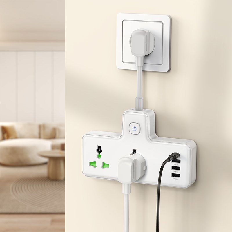 Мережевий подовжувач HOCO  AC11A Voyage 2-position expansion socket(1C3A) (8.5 cm) White (6942007607063) 6