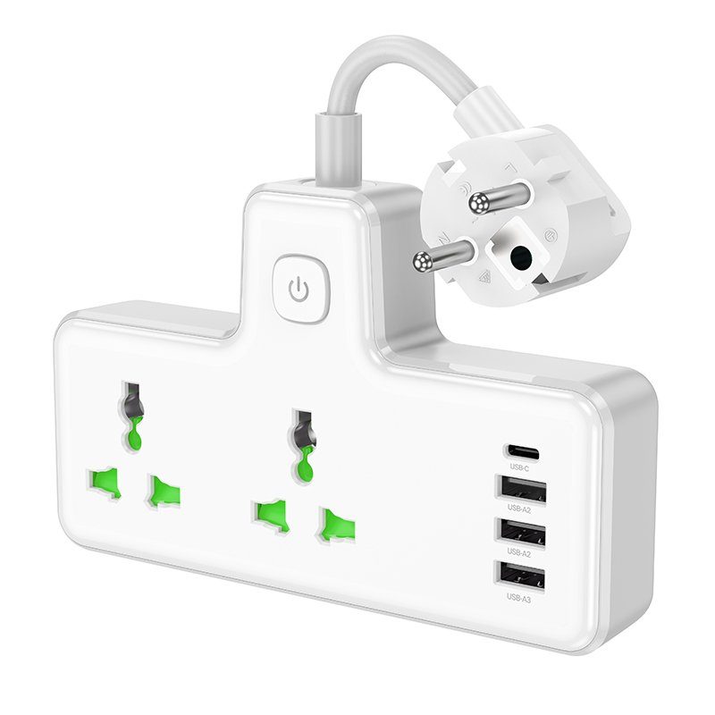 Мережевий подовжувач HOCO  AC11A Voyage 2-position expansion socket(1C3A) (8.5 cm) White (6942007607063) 3