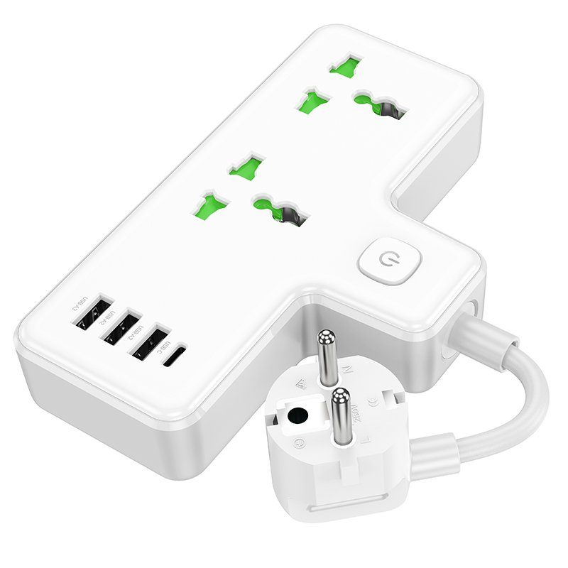 Мережевий подовжувач HOCO  AC11A Voyage 2-position expansion socket(1C3A) (8.5 cm) White (6942007607063) 4