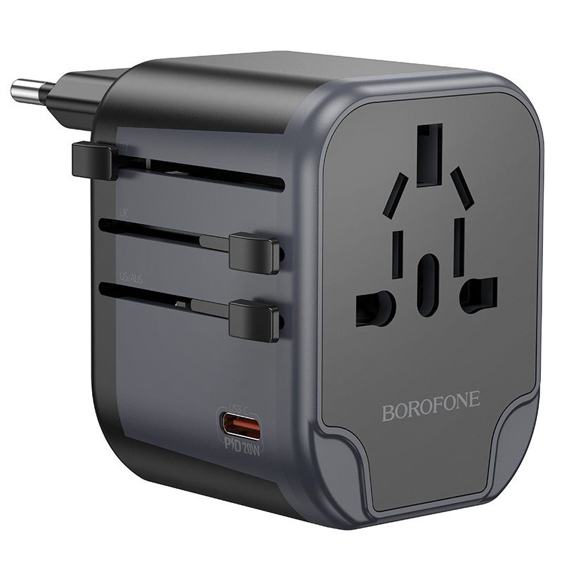 Мережевий зарядний пристрій BOROFONE BAC13 Leader 3-port PD20W(1C2A) universal conversion charger Black (6941991117169) 4