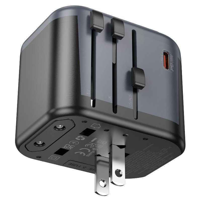 Мережевий зарядний пристрій BOROFONE BAC13 Leader 3-port PD20W(1C2A) universal conversion charger Black (6941991117169) 6