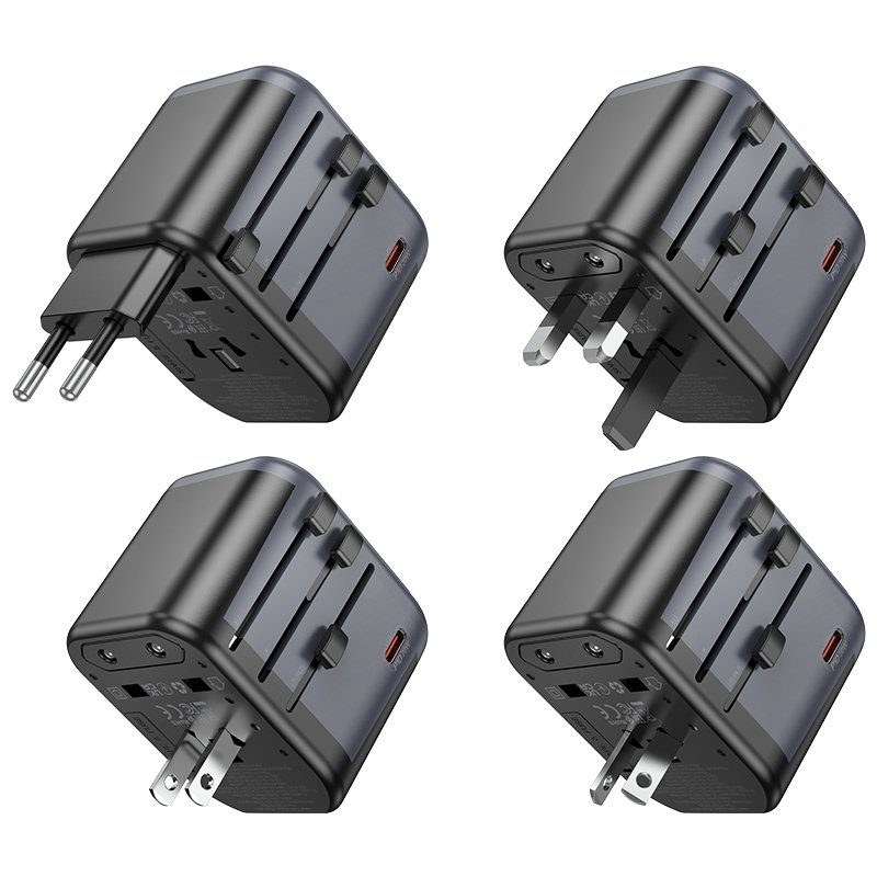 Мережевий зарядний пристрій BOROFONE BAC13 Leader 3-port PD20W(1C2A) universal conversion charger Black (6941991117169) 7