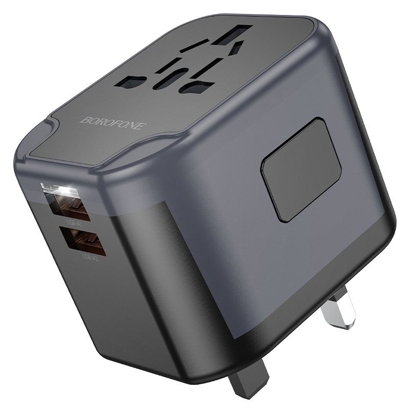 Мережевий зарядний пристрій BOROFONE BAC13 Leader 3-port PD20W(1C2A) universal conversion charger Black (6941991117169) 3
