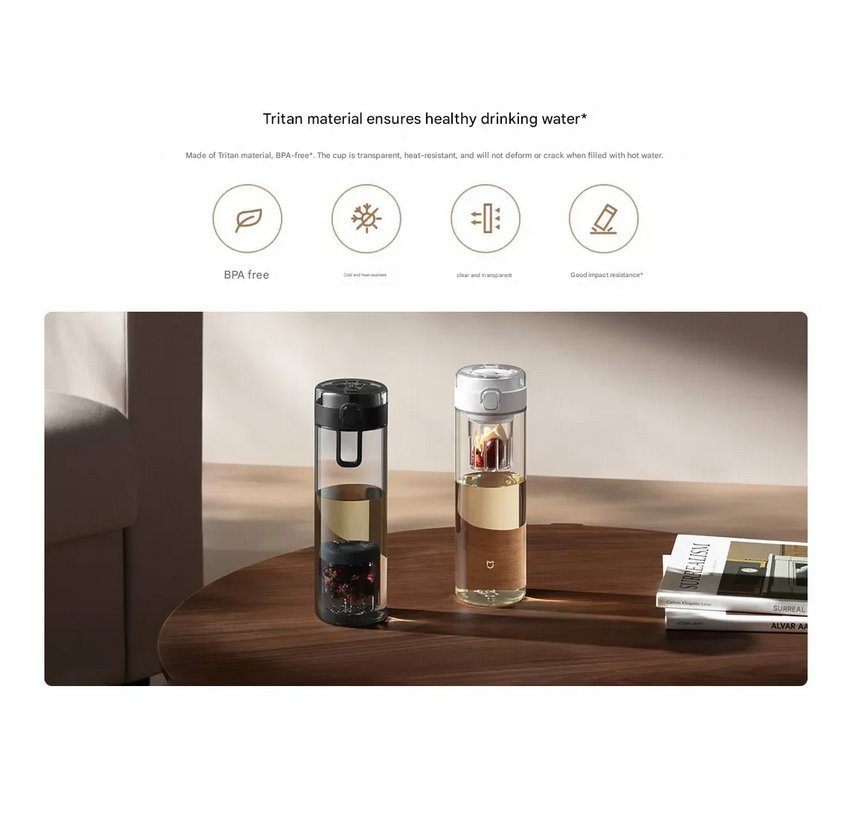 Магнітна пляшка для води та чаю Xiaomi Mijia Magnetic Tea Storage Cup Black (BHR089TCN) 4