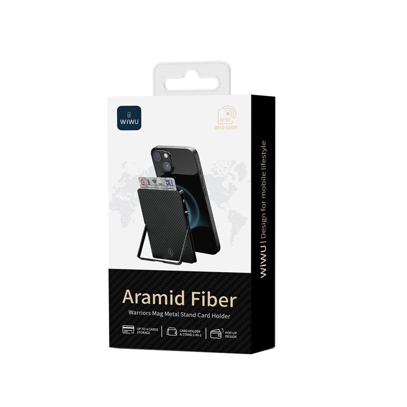 Картхолдер WIWU Warriors Carbon Magsafe Metal Stand Card Holder MW-007 Black (6977703654622) 2