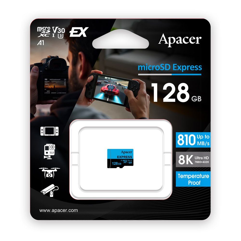 Карта пам'яті microSDXC  (UHS-1 U3) Apacer Express 128Gb class 10 V30 A1  Read/Write:810/700 MB/sec (Compatible with Nintendo Switch 2) (AP128GMCEXG3X17-RA) 2