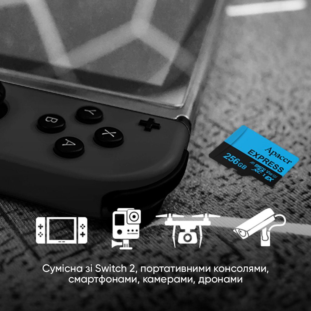 Карта пам'яті microSDXC  (UHS-1 U3) Apacer Express 128Gb class 10 V30 A1  Read/Write:810/700 MB/sec (Compatible with Nintendo Switch 2) (AP128GMCEXG3X17-RA) 5