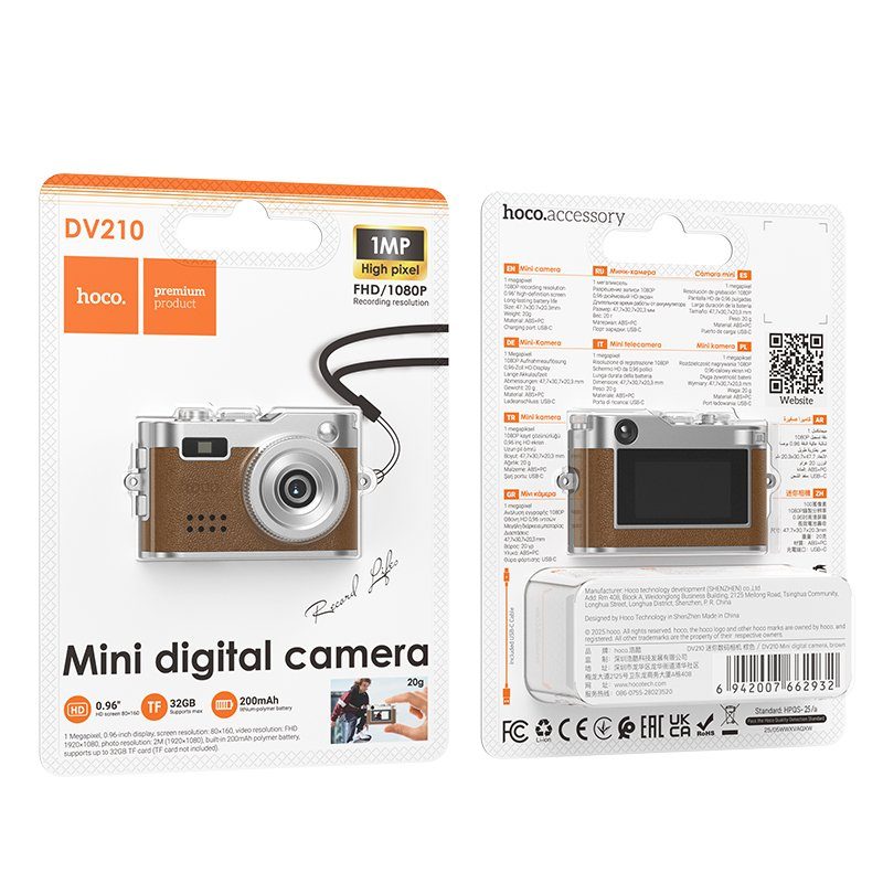 Міні цифрова фотокамера HOCO DV210 Mini digital camera Brown (6942007662932) 2