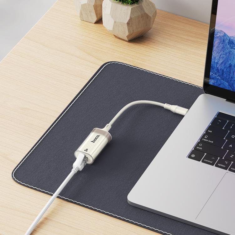 Кабель-перехідник HOCO UA41 UA41B Crystal Type-C ethernet adapter(100 mbps) apricot (6942007658515) 7
