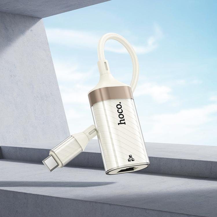 Кабель-перехідник HOCO UA41 UA41B Crystal Type-C ethernet adapter(100 mbps) apricot (6942007658515) 8