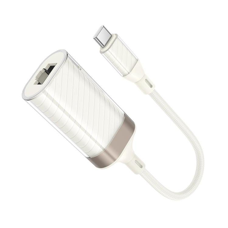 Кабель-перехідник HOCO UA41 UA41B Crystal Type-C ethernet adapter(100 mbps) apricot (6942007658515) 5