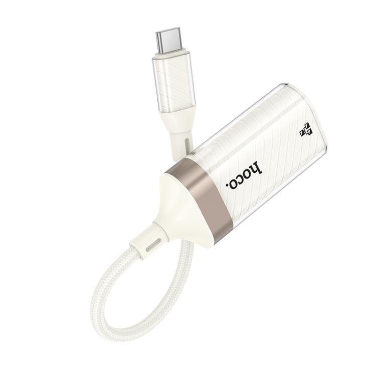 Кабель-перехідник HOCO UA41 UA41B Crystal Type-C ethernet adapter(100 mbps) apricot (6942007658515) 6