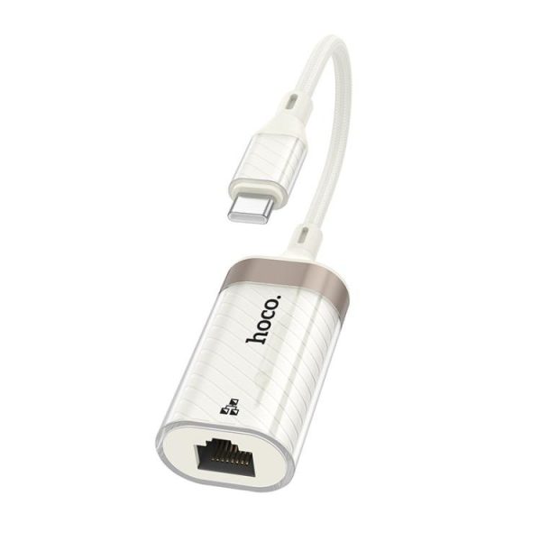 Кабель-перехідник HOCO UA41 UA41B Crystal Type-C ethernet adapter(100 mbps) apricot (6942007658515)