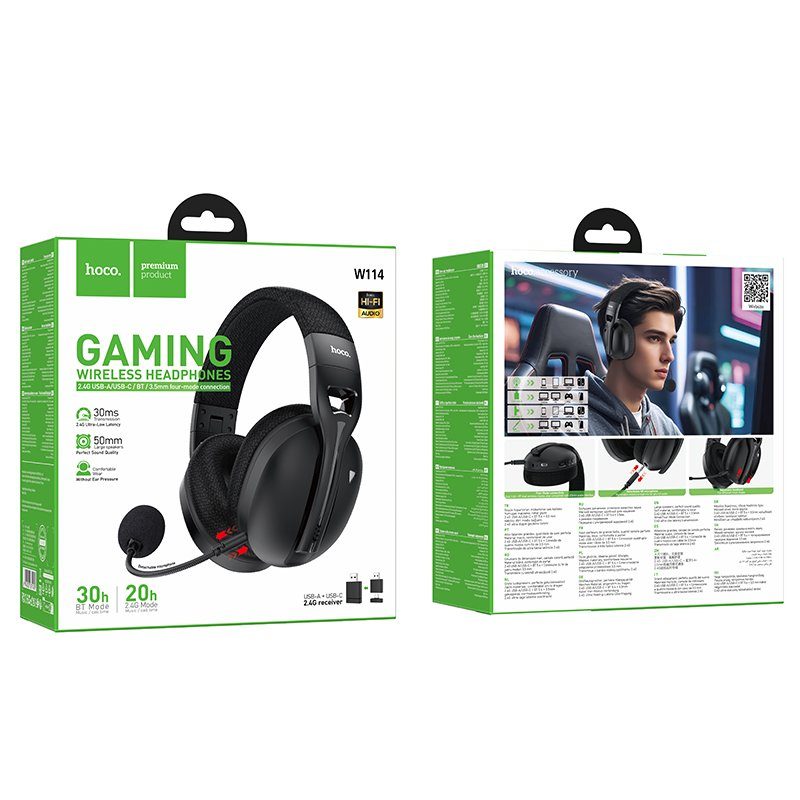 Навушники ігрові HOCO W114 Magic four-mode gaming headphones Black (6942007671439) 2