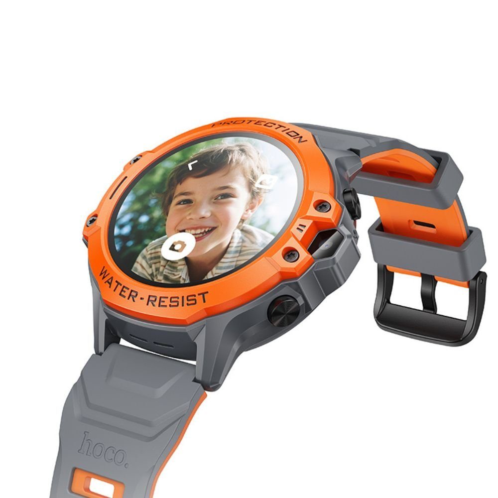 Дитячий смарт-годинник HOCO Y107 4G 32mm. 700 mAh. IP54. children phone watch orange (6942007666060) 4