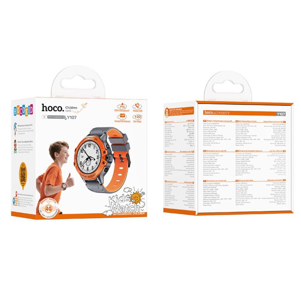 Дитячий смарт-годинник HOCO Y107 4G 32mm. 700 mAh. IP54. children phone watch orange (6942007666060) 2