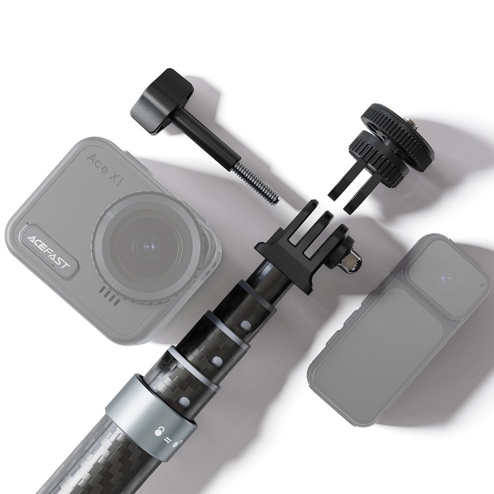 Монопод ACEFAST E38 1.2m carbon fiber telescopic selfie stick Gray-Black (6974316286028) 7