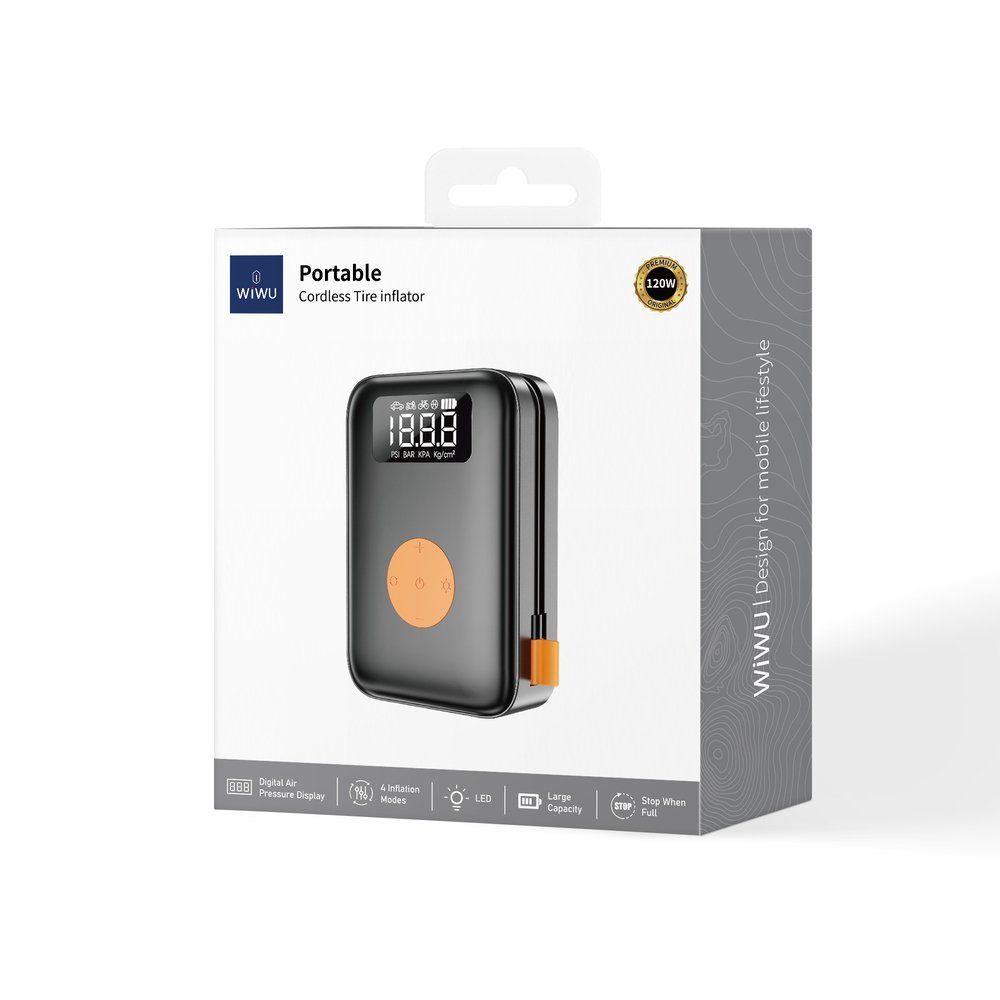 Автомобільний насос WIWU Portable Cordless Tire inflator Wi-Ai003 Black (6977703650792) 2