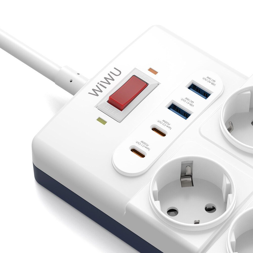 Мережевий подовжувач WIWU 14 in 1 20W GaN Power Strip 2C+2A+10AC Wi-S008 EU (2 m) White (6977703656268) 4
