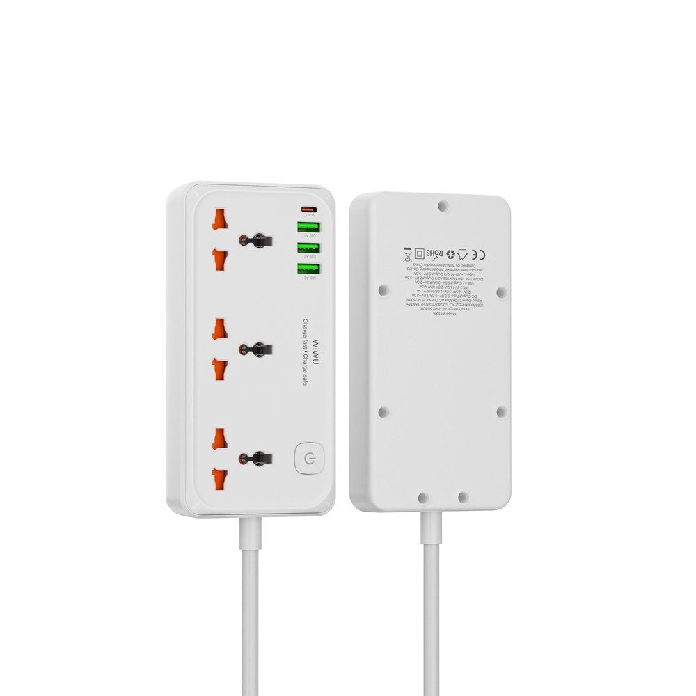 Мережевий подовжувач WIWU 30W Cube Multiple Function GaN Power Strip 1C3A+3 sockets Wi-S005 EU White (6977703654196) 5