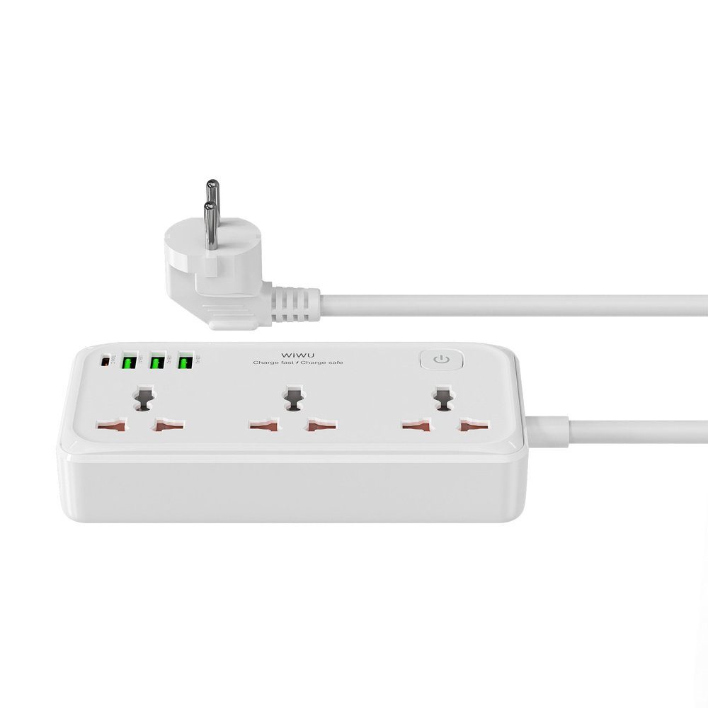 Мережевий подовжувач WIWU 30W Cube Multiple Function GaN Power Strip 1C3A+3 sockets Wi-S005 EU White (6977703654196) 6