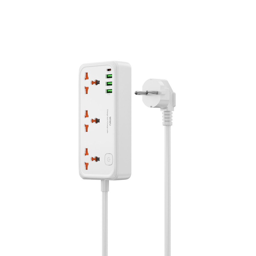 Мережевий подовжувач WIWU 30W Cube Multiple Function GaN Power Strip 1C3A+3 sockets Wi-S005 EU White (6977703654196) 3