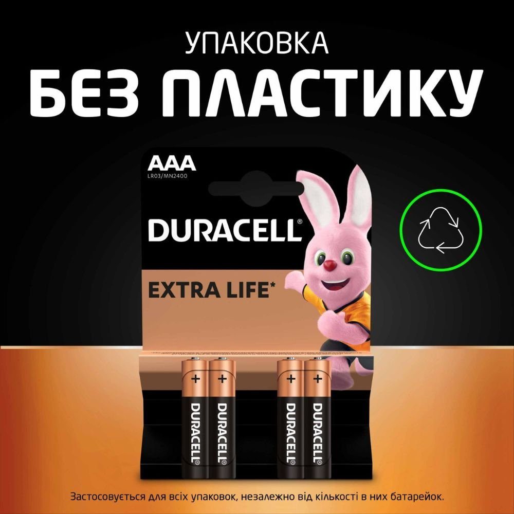 Батарейка Duracell Basic LR3/AAA (4шт) (5000394127326) 6