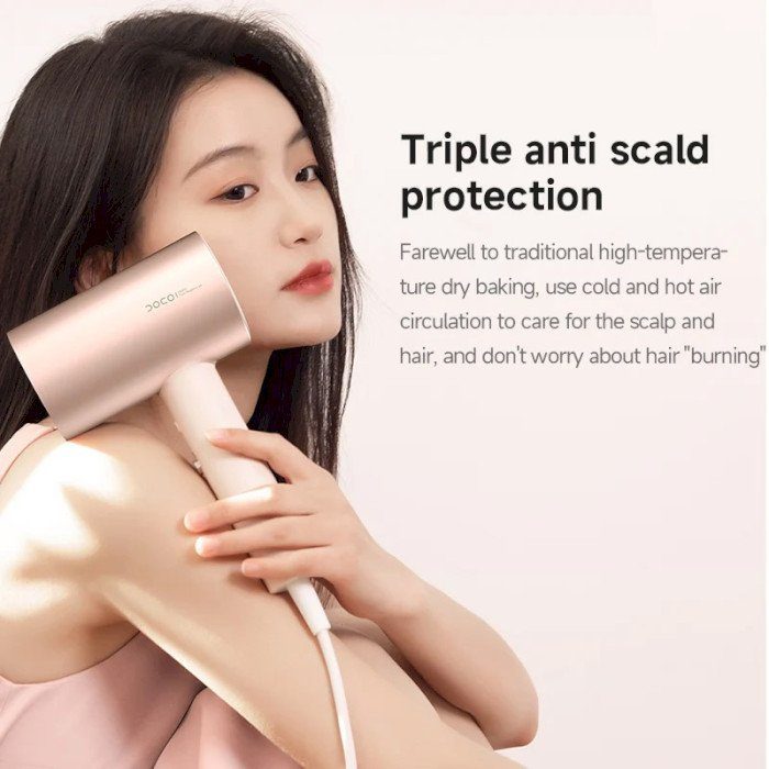 Фен Xiaomi Doco negative ion hair dryer soft and fast dry hair care Pink (Китайська вилка) (AN002P) 3