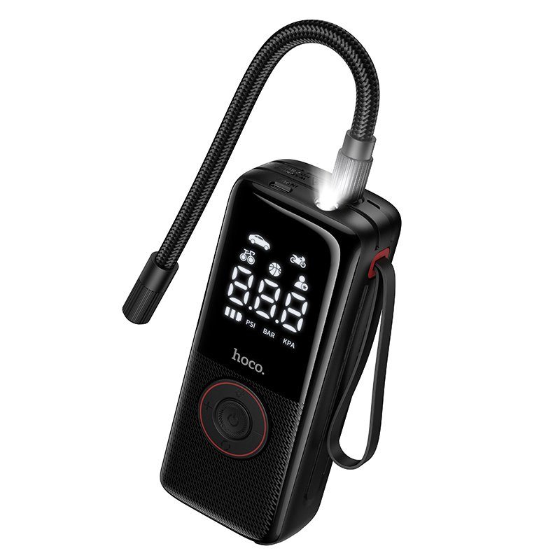 Автомобільний насос HOCO ZP18 Enlighten portable smart air pump Black (6942007673303)