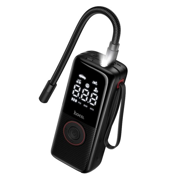Автомобільний насос HOCO ZP18 Enlighten portable smart air pump Black (6942007673303)