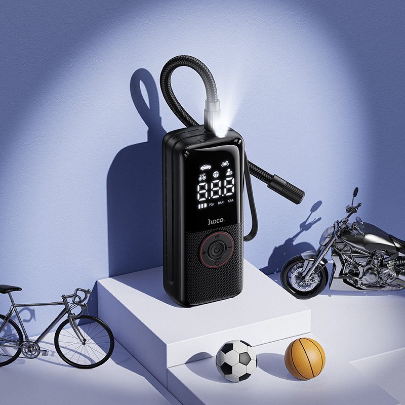 Автомобільний насос HOCO ZP18 Enlighten portable smart air pump Black (6942007673303) 9