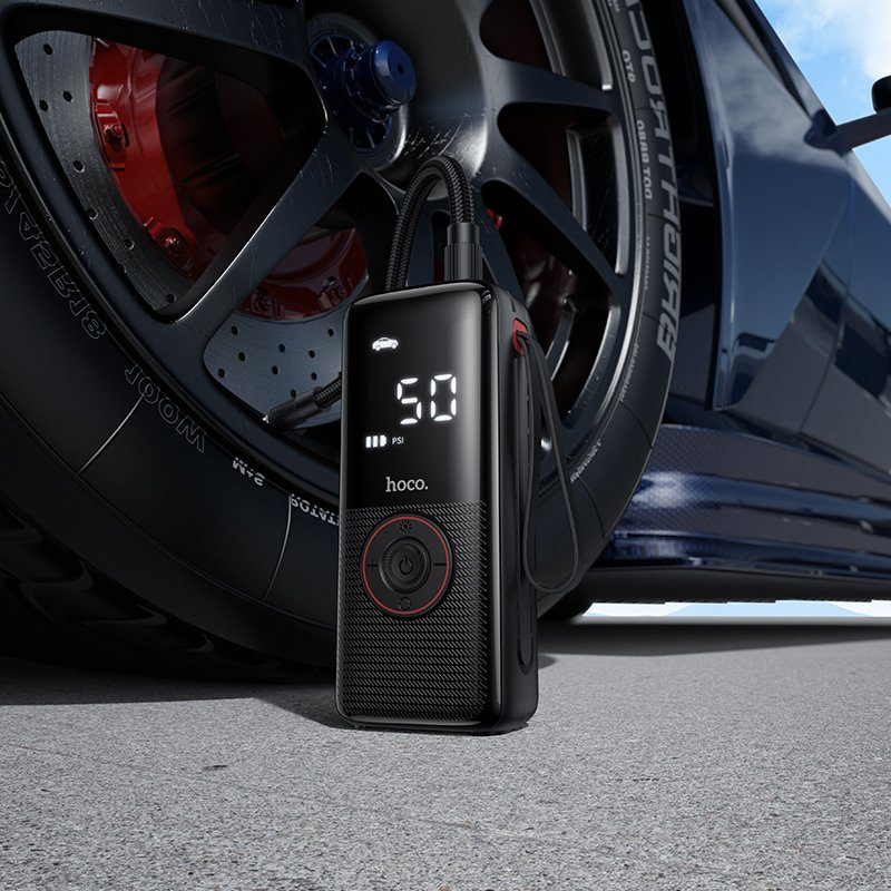 Автомобільний насос HOCO ZP18 Enlighten portable smart air pump Black (6942007673303) 8