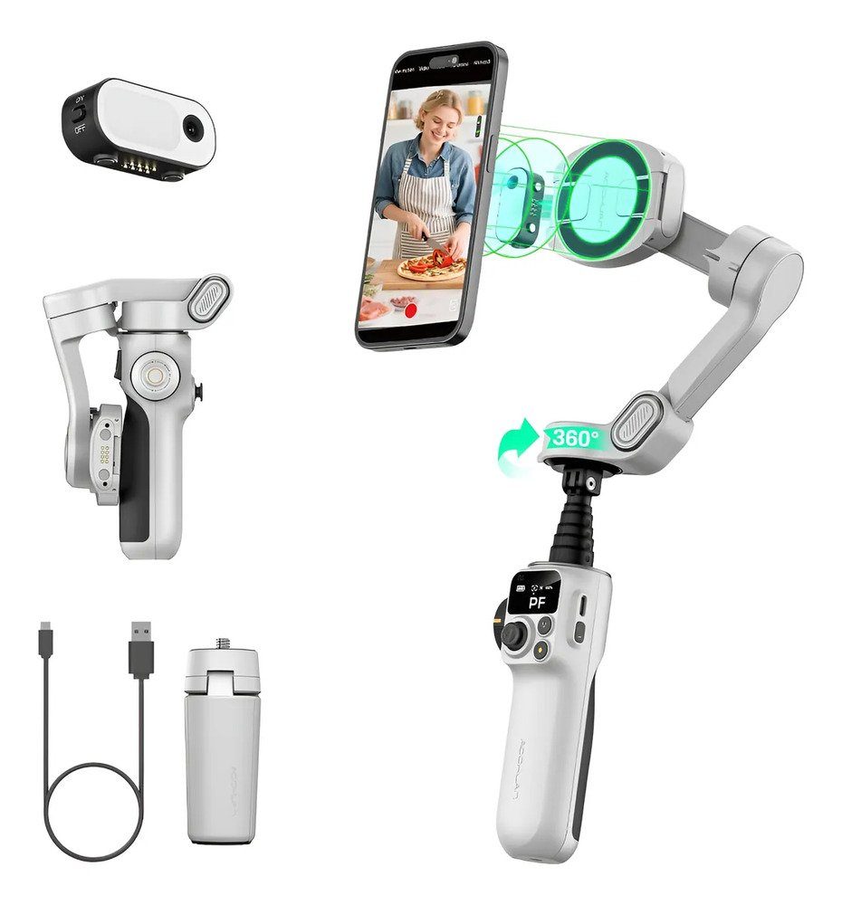 Триосьовий стабілізатор AOCHUAN Professional Gimbal Stabilizer for Smartphone SMART P2 White (AOCHUAN-SMARTP2-W) 4