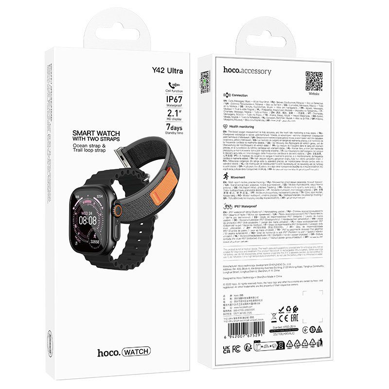 Смарт-годинник HOCO Y42 Ultra 53mm. 260 mAh. IP67 Smart watch(call version) Black (6942007675291) 2