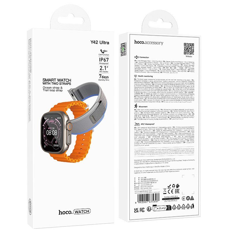 Смарт-годинник HOCO Y42 Ultra 53mm. 260 mAh. IP67 Smart watch(call version) titanium gold (6942007675307) 2
