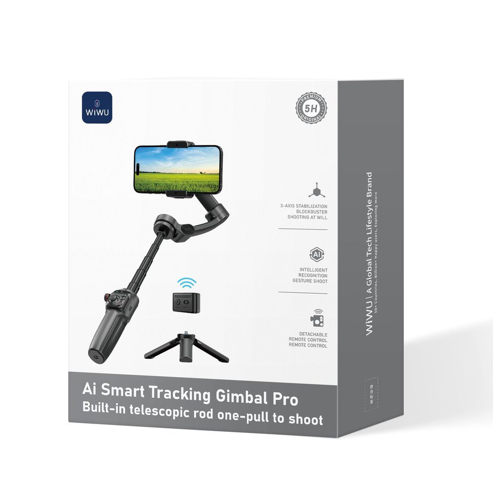 Триосьовий стабілізатор WIWU AI Smart Checking Gimbal PRO Wi-SE016 Black (6977703654363) 2
