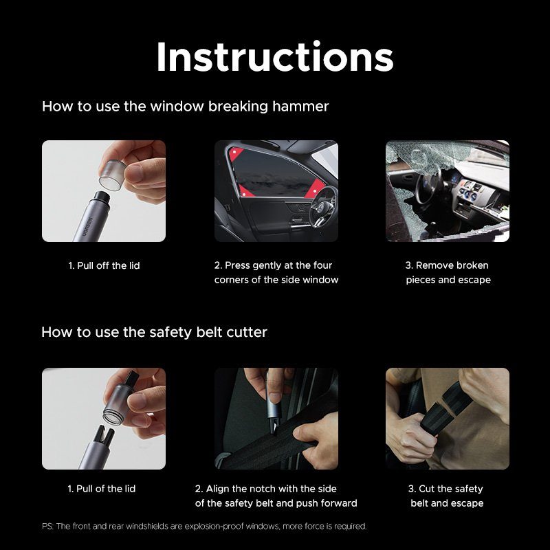 Автомобільний молоток UGREEN LP821 Car Safety Hammer (UGR-35347) 10