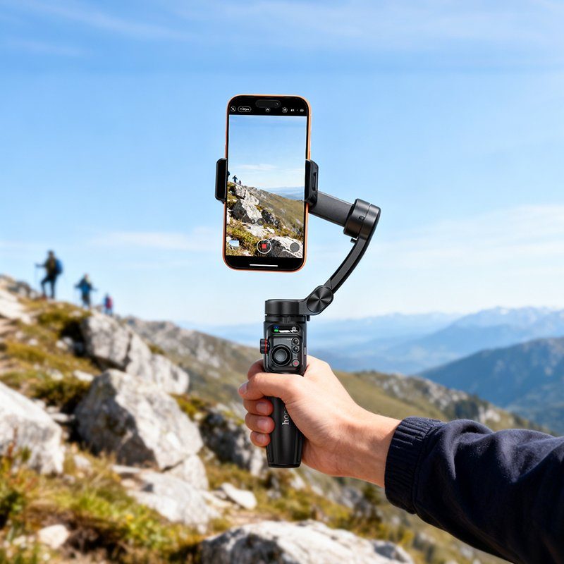 Триосьовий стабілізатор HOCO K91 Three-axis intelligent gimbal Black (6942007675802) 10
