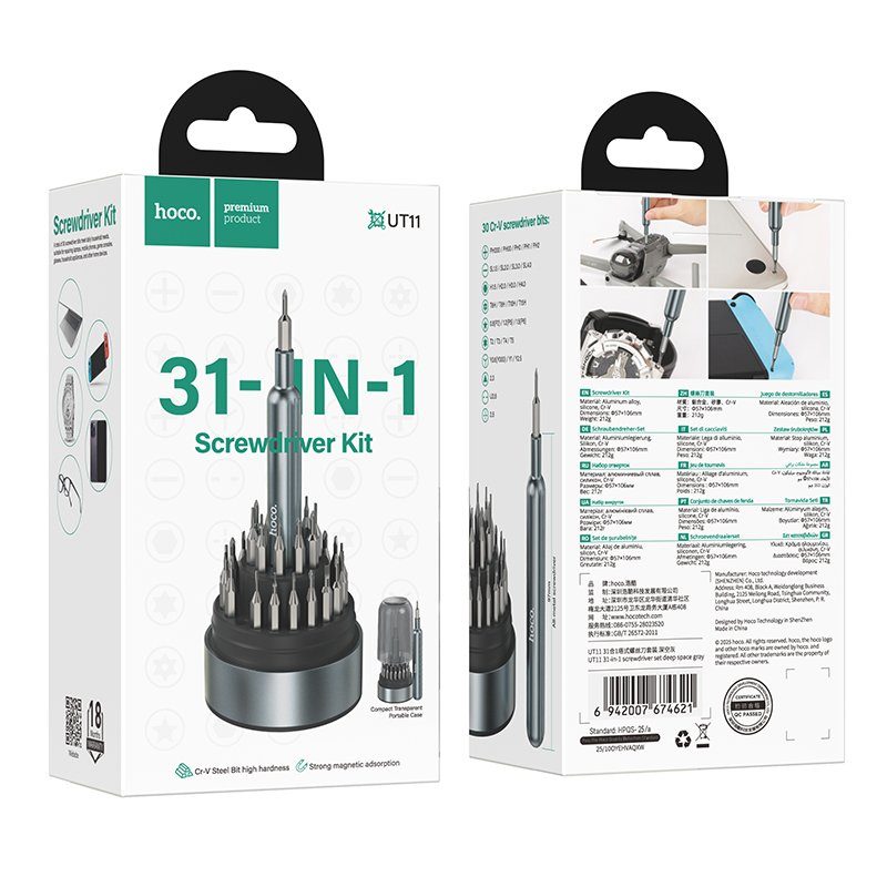 Набір викруток HOCO UT11 31-in-1 screwdriver sett deep space gray (6942007674621) 2