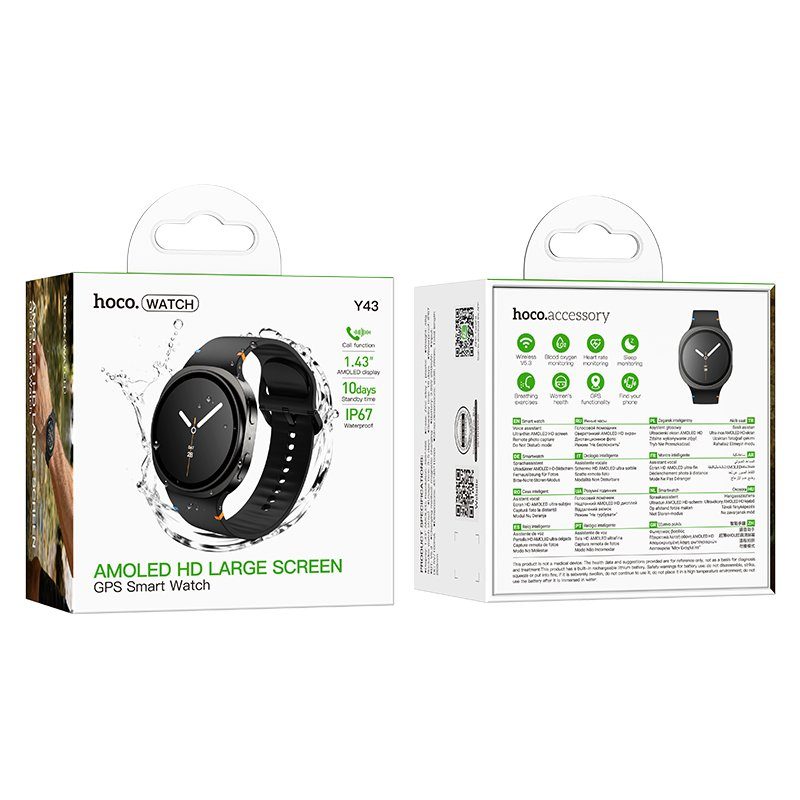 Смарт-годинник HOCO Y43 AMOLED Smart watch(call version) Black (6942007677370) 2