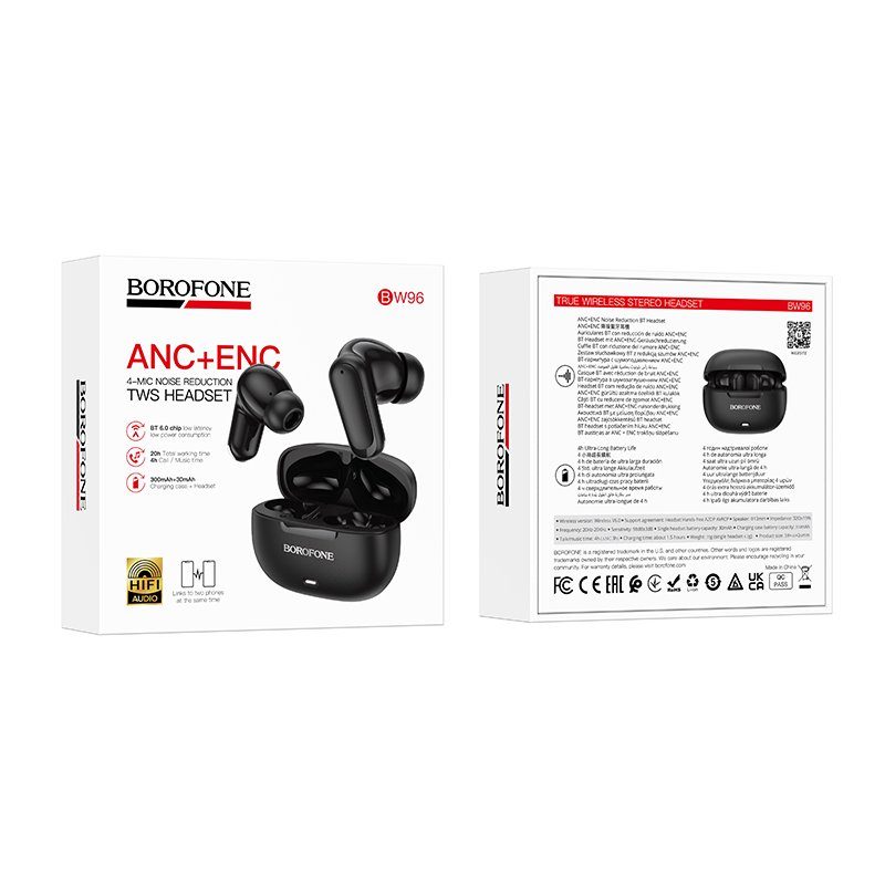 Бездротові навушники TWS BOROFONE BW96, ANC+ENC, Black (6941991127526) 2